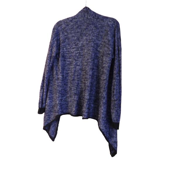 Eileen Fisher Long sleeve Cardigan Navy/White Linen blend Small Asymmetrical - Picture 2 of 7